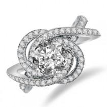 wedding photo -  Forever One Moissanite & Diamond Swirl Halo Engagement Ring, Moissanite Bridal Jewelry, Moissanite wedding sets