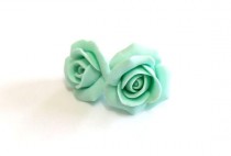 wedding photo -  Mint Rose Earrings, Small Flower Studs Earrings, Vintage Style Floral Retro Jewelry, Womens Fashion Accessories,Wedding,Bridesmaids Earrings