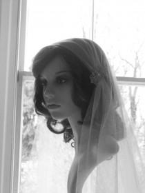 wedding photo - Vintage style veil -  couture bridal cap veil -1920s wedding  veil - Augusta