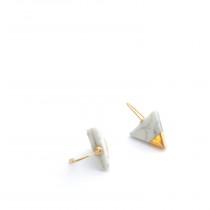 wedding photo - Marble earrings, Porcelain earrings, white minimalist earring, geometric triangle earrings, porcelain jewelry, gold dipped earrings