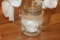wedding photo - Small Flower Mason Jar Decor, Mason Jar Candle Holder, Tea Candle Holder, Rustic Candle Holder, Country Wedding Decor, Rustic Wedding Candle
