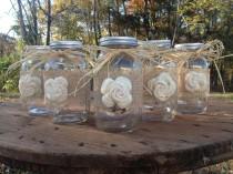 wedding photo - Set of 5 - Shabby Chic Rustic Mason Jars with Sola Flower - Rustic Wedding Decor - Wedding Mason Jars - Mason Jar Centerpieces