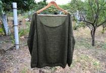 wedding photo - Army green Long sleeved knitted top Seaweed green Mohair sweater Oversized Fit sweater Loose fit pullover Womens Brown Green Mohair Sweater