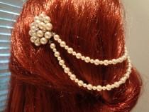 wedding photo - Hair drape Vintage Hair Comb Wedding hair accessories Gatsby Style Draping Ivory Pearls and Rhinetone Comb, Bohemian Style