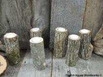 wedding photo - 10 qty Tall Rustic Candle Holders, Tree Branch Candle Holders, Rustic Wedding Centerpieces, Wood Candle Centerpieces