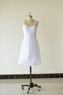 wedding photo - White Chiffon Wedding Dresses Cap Sleeves,Simple Light Weight Destination/Beach/Garden Wedding Dress