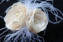 wedding photo - Bridal Headpiece- Flower Brooch- Flower Fascinator- Wedding Hair Accessories- Pearl Ivory Flower Clip- Flower Hair Clip-Vintage Headpiece