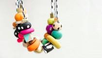 wedding photo - Clay + Pattern Handpainted Necklaces, colorful and unique necklace, gift for her