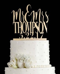 wedding photo - Mr and Mrs Cake Topper, Wedding Cake Topper, Wood Cake Topper, Gold Cake Topper, Custom Cake Topper, personalized cake topper