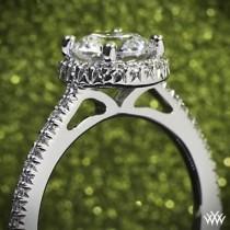 wedding photo - 18k White Gold Ritani 1RZ3702 French-Set Halo Diamond Band Engagement Ring