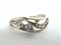 wedding photo - Diamond Engagement Ring Sterling Silver Wedding ring
