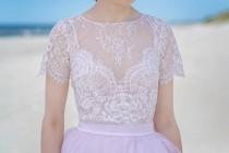 wedding photo -  Serenity - lace bridal blouse / bridal blouse / bridal lace top / blush bridal top / bridal separates / blush lace / short sleeves top