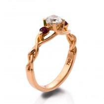 wedding photo - Braided Engagement Ring - Diamond and Rubies engagement ring, rose gold diamond ring, engagement ring, celtic ring, three stone ring, 7
