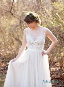 wedding photo -  Romance delicate beaded lace tulle flowy wedding dress