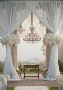 wedding photo - Glam Wedding Ceremony With Chandeliers And Gorgeous Flowers