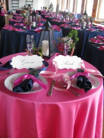 wedding photo - Navy And Fuchsia Wedding Reception. Pretty!