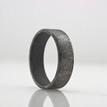 wedding photo - Wide Sterling Silver Ring - Wedding Band  - Roughed Up Mens Wedding Ring - 6 mm Oxidized Band - Unisex - Simple and Modern Design - Artisan