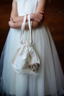 wedding photo - The Regency Purse. Pure silk Flower girl purse for wedding. Flower girl bag in 140 colours