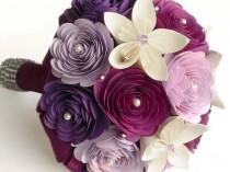 wedding photo - Bouquet Alternative, Purple Wedding Bouquet, Sangria Bouquet, Lilac Wedding, Paper Wedding Bouquet, Purple Bouquet