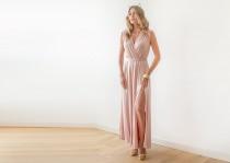 wedding photo - Pink wrap maxi gown, Dress with wide skirt , Pink sleeveless gown