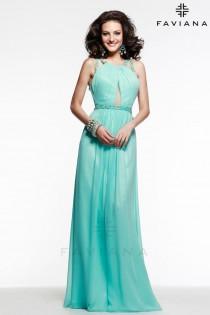 wedding photo - Faviana 7523 Gown with Sheer Cut Outs - Brand Prom Dresses