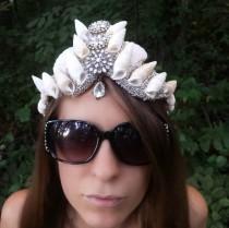 wedding photo - Crystal mermaid crown, seashell crown, crystal crown, Mermaid headpiece, seashell crown, shell crown, festival crown, white