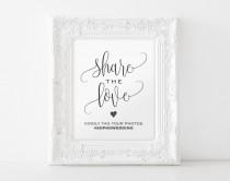 wedding photo - Share The Love Sign, Wedding Hashtag Sign, Hashtag Printable Template, Wedding Sign, Wedding Printable, PDF Instant Download 