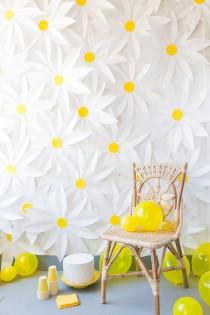 wedding photo - DIY Paper Daisy Backdrop And Video