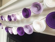 wedding photo - Paper Flower Garland - Wedding Garland - Nursery Decor - Purple - Lilac - Nursery Wall Art - Wedding Reception Decor - Paper Flower Backdrop