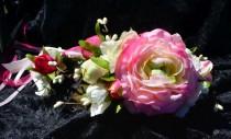 wedding photo - Pink Bridal Crown, Woodland Flower Crown, Floral Bridal Crown, Wedding Crown, Boho Flower Crown, Rose Flower Crown, Pink Ivory Flower Crown