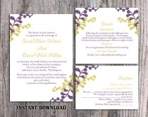 wedding photo -  DIY Wedding Invitation Template Set Editable Word File Instant Download Eggplant Wedding Invitation Printable Green Wedding Invitations