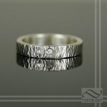 wedding photo - White Diamond in a Bark Textured Ring