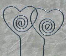 wedding photo - Heart Table Number, Photo or Card Holder, Plant Picks, Set of 10 in Steel Wire, Wedding, Anniversary, Valentine