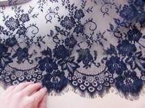 wedding photo - Black/Ivory Corded Lace Fabric, Eyelash Lace Fabric, Floral Lace Fabric, 55 inches Wide for Bridal Dress, Skirt, Shorts, Craft Making