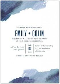 wedding photo - Romantic Hues - Signature White Textured Wedding Invitations In Navy Or Amethyst 