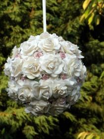 wedding photo - Flower girl pomander, kissing ball, wedding pomander, pew end, any colour way