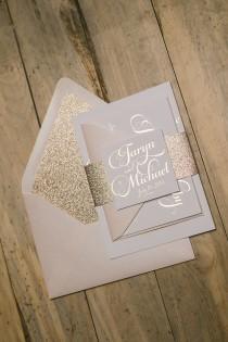 wedding photo - Extremely Popular Letterpress Wedding Invitation With Glitter!