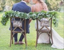 wedding photo - Wedding Chair Signs – custom hand lettered wedding chair signs – hand painted wedding signage