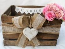 wedding photo - Vintage Wooden Wedding Card HEART Post Box ~ Rustic Bushel Crate ~ Shabby Chic