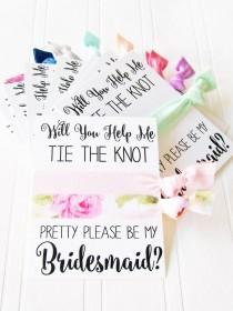 wedding photo - Bridesmaid Proposal Card, Will You help Me tie the knot , Maid of honor, Matron of Honor, Flower Girl, hair ties to have and to hold