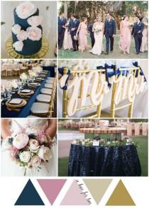 wedding photo - Navy, Blush And Gold Garden Wedding Colour Scheme