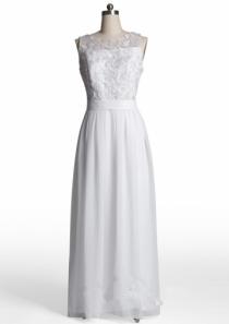 wedding photo -  Scoop Appliques Chiffon White Ruched Floor Length