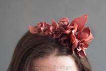 wedding photo - Red Flower Crown, Red Flower Headband, Red Hair Flowers,Red Flower Girl Crown, Wine Colored Flower Crown,Wine Hair Flowers