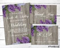 wedding photo - Rustic Wedding Invite // Personalized Printable Rustic Lilacs On Wood Wedding Suite // Spring Wedding // Printable Wedding Suite