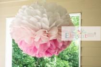 wedding photo - Pink Ombre tissue paper pompom, single pom