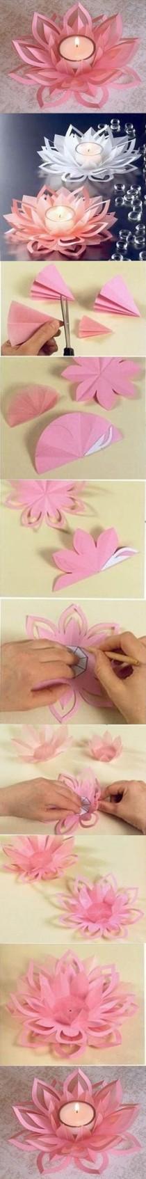 wedding photo - DIY Paper Lotus Candlestick