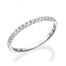 wedding photo - Half Eternity Wedding Band, 14K White Gold Ring, 0.12 CT Diamond Eternity Ring, Thin Gold Ring, Eternity Band Size 6.5