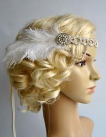 wedding photo - The Great Gatsby 20's rhinestone pearls flapper headband,20's flapper Headpiece headband, Bridal Headband, Crystal Ribbon Headband