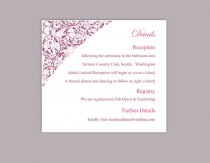 wedding photo -  DIY Wedding Details Card Template Editable Text Word File Download Printable Details Card Eggplant Details Card Elegant Enclosure Cards