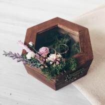 wedding photo - Ring holder with moss and lavender, Ring Bearer Box, Wedding Ring Box, Rustic Ring Box, Wedding Ring Holder, Wedding decor, Woodland Wedding